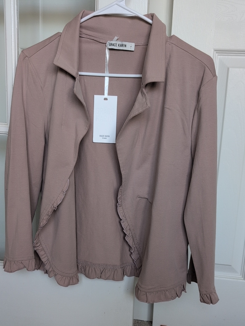 Grace Karin Blazer in Dusty Rose with Ruffle Trim